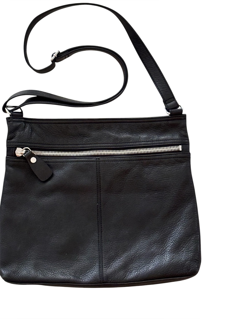 Margot Soft Pebbled Leather Minimalist Crossbody Medium Black 12 X 11 X 2 EUC